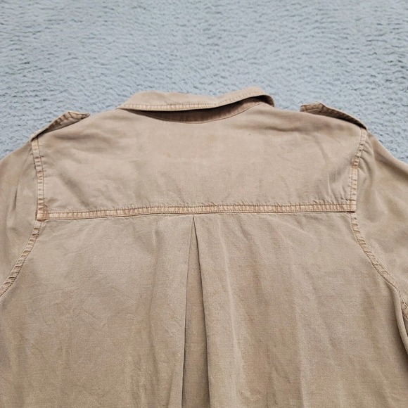 Lucky Brand Shirt Womens Medium Tan Western Cowboy Long‎ Sleeve Pockets Casual - Picture 4 of 8